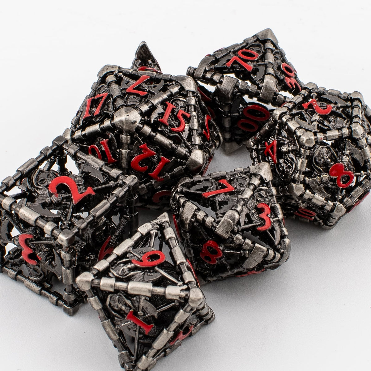 Battle Cage | Hollow Metal D&D Dice Set | 7 Piece