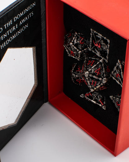 Battle Cage | Hollow Metal D&D Dice Set | 7 Piece