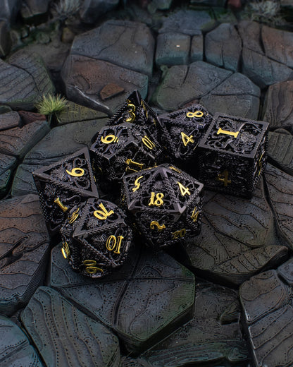 Abyssal Kraken | Hollow Metal D&D Dice Set | 7 Piece