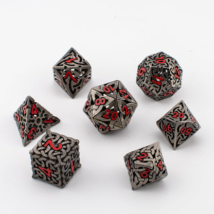Knotwork Labyrinth | Hollow Metal D&D Dice Set | 7 Piece