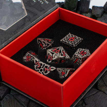 Knotwork Labyrinth | Hollow Metal D&D Dice Set | 7 Piece