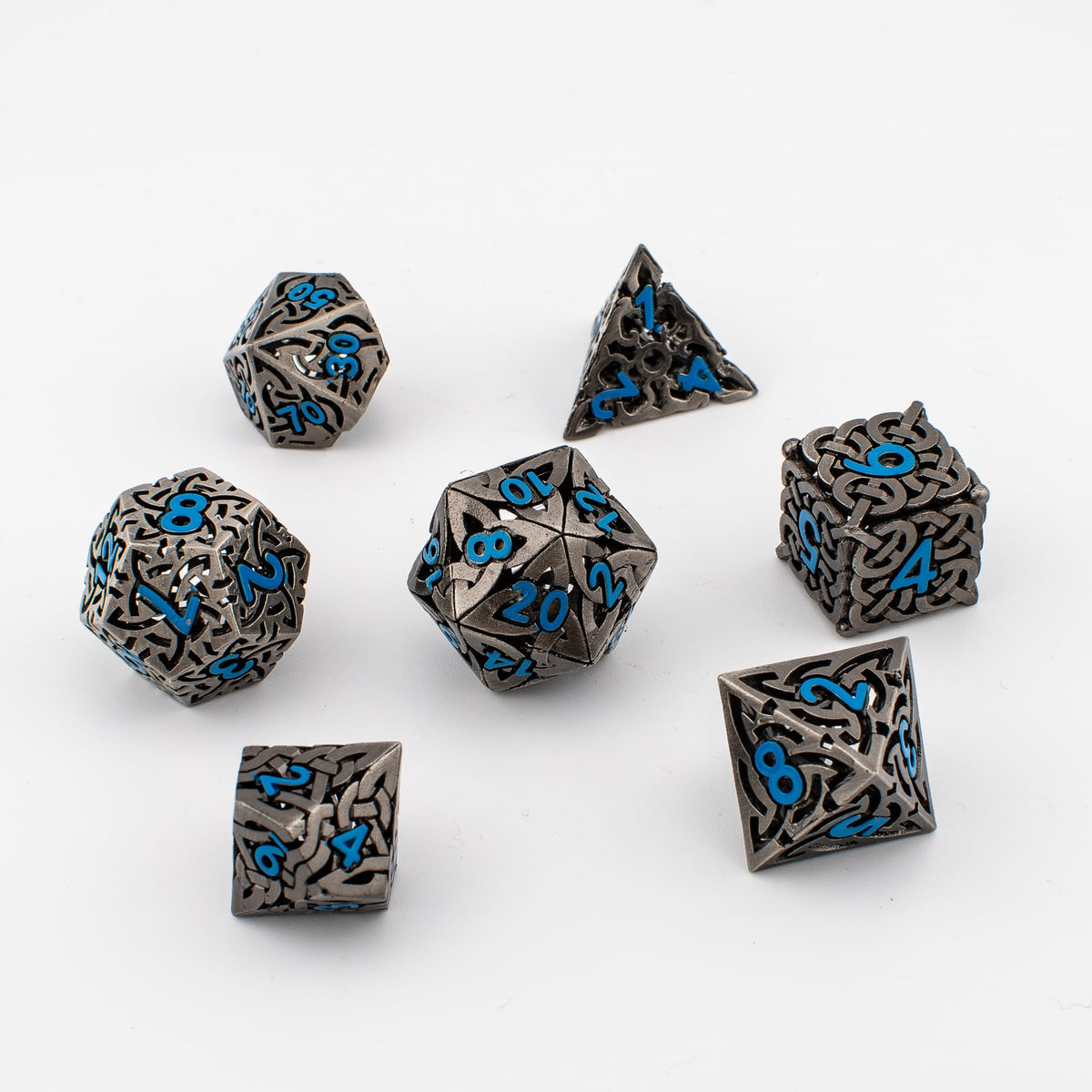 Celtic Maze | Hollow Metal D&D Dice Set | 7 Piece