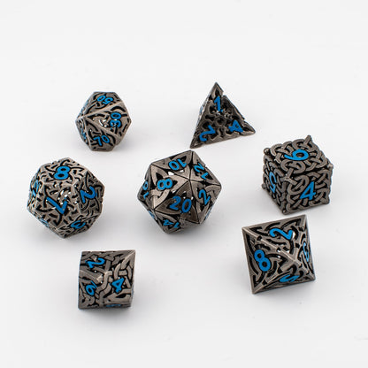 Celtic Maze | Hollow Metal D&D Dice Set | 7 Piece