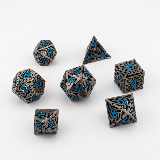 Celtic Maze | Hollow Metal D&D Dice Set | 7 Piece