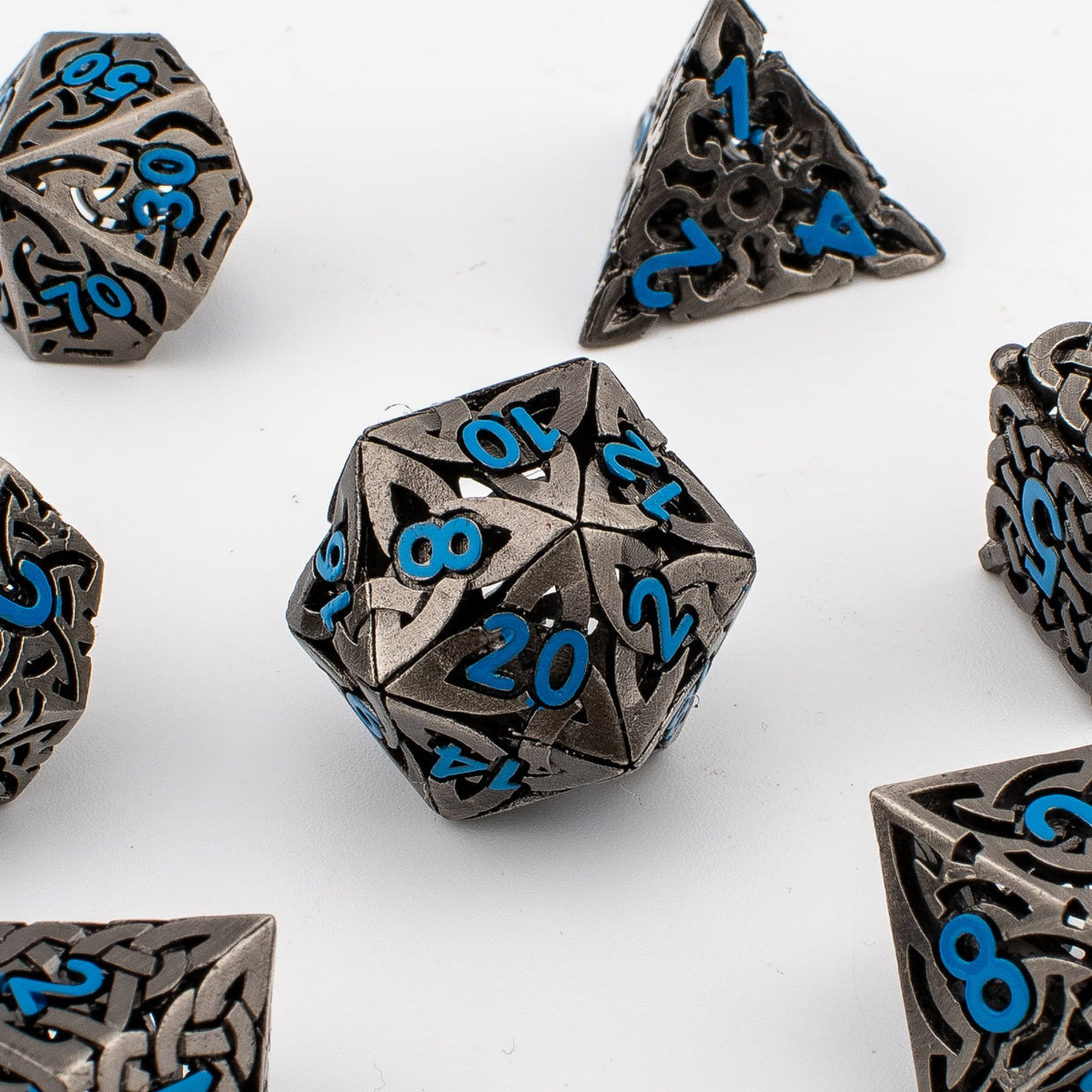 Celtic Maze | Hollow Metal D&D Dice Set | 7 Piece
