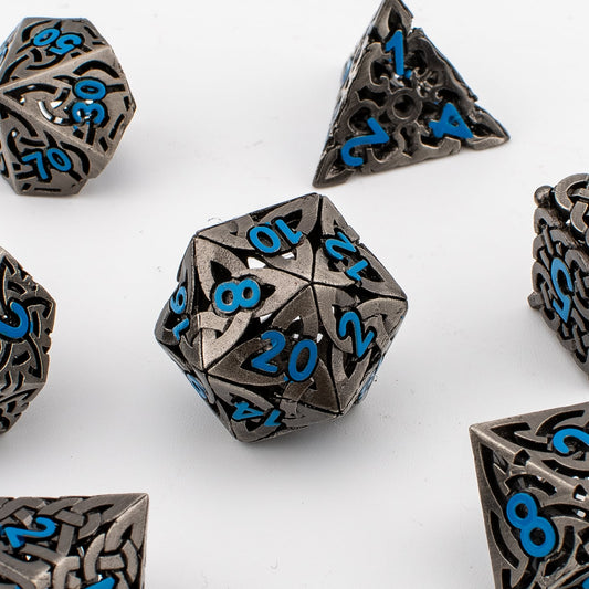 Celtic Maze | Hollow Metal D&D Dice Set | 7 Piece