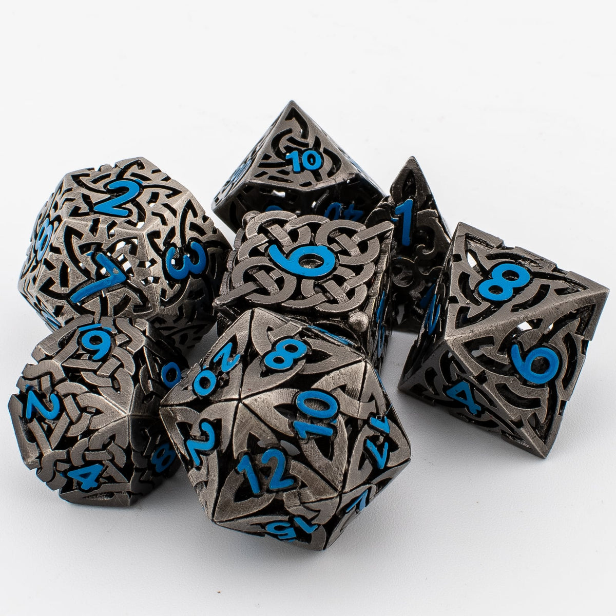 Celtic Maze | Hollow Metal D&D Dice Set | 7 Piece