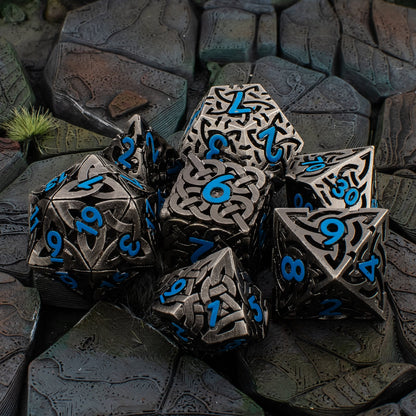 Celtic Maze | Hollow Metal D&D Dice Set | 7 Piece