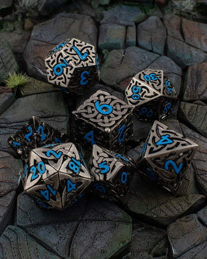 Celtic Maze | Hollow Metal D&D Dice Set | 7 Piece