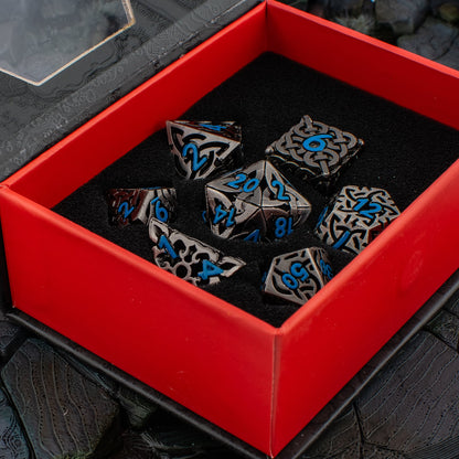 Celtic Maze | Hollow Metal D&D Dice Set | 7 Piece
