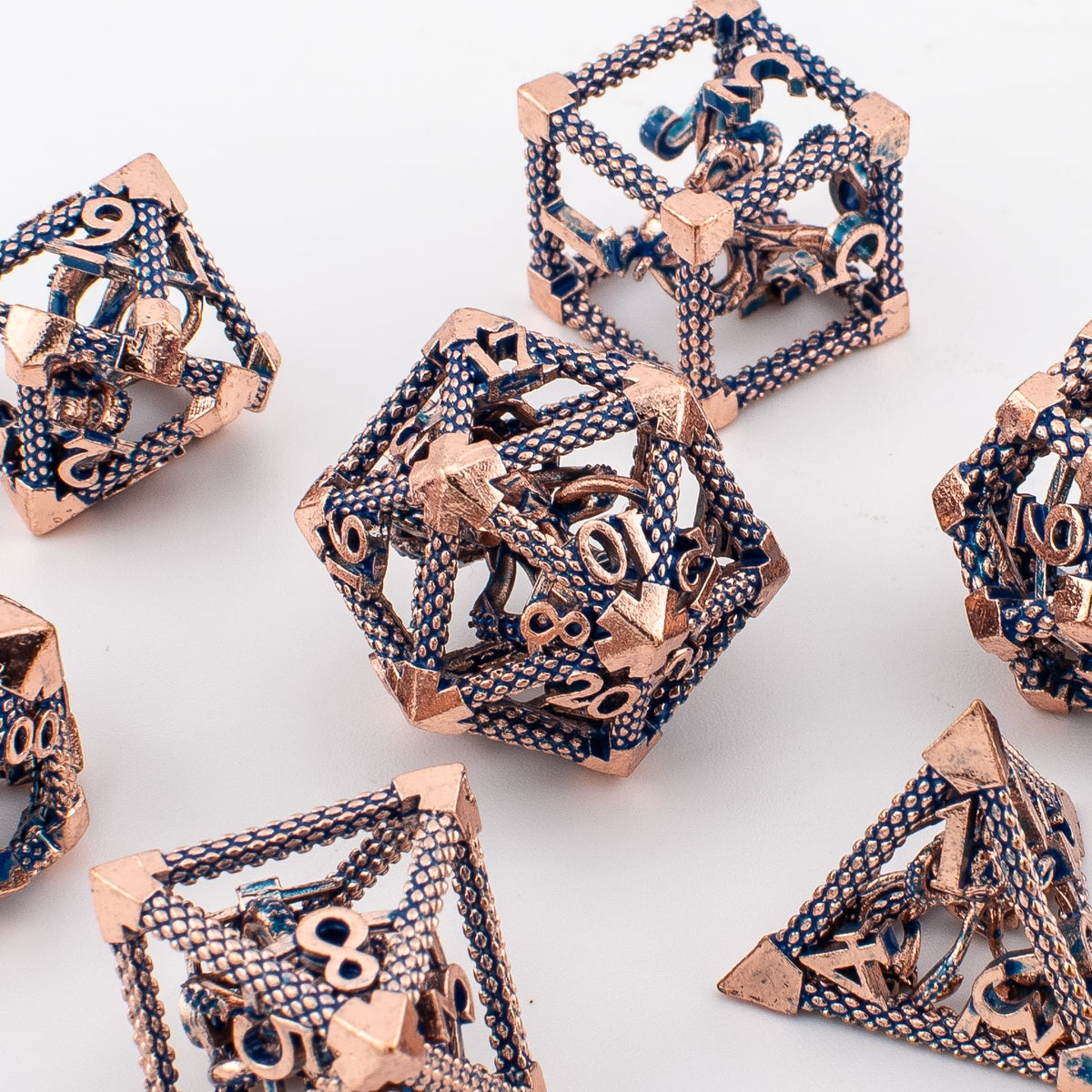 Deep One's Cage | Hollow Metal D&D Dice Set | 7 Piece