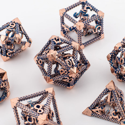 Deep One's Cage | Hollow Metal D&D Dice Set | 7 Piece