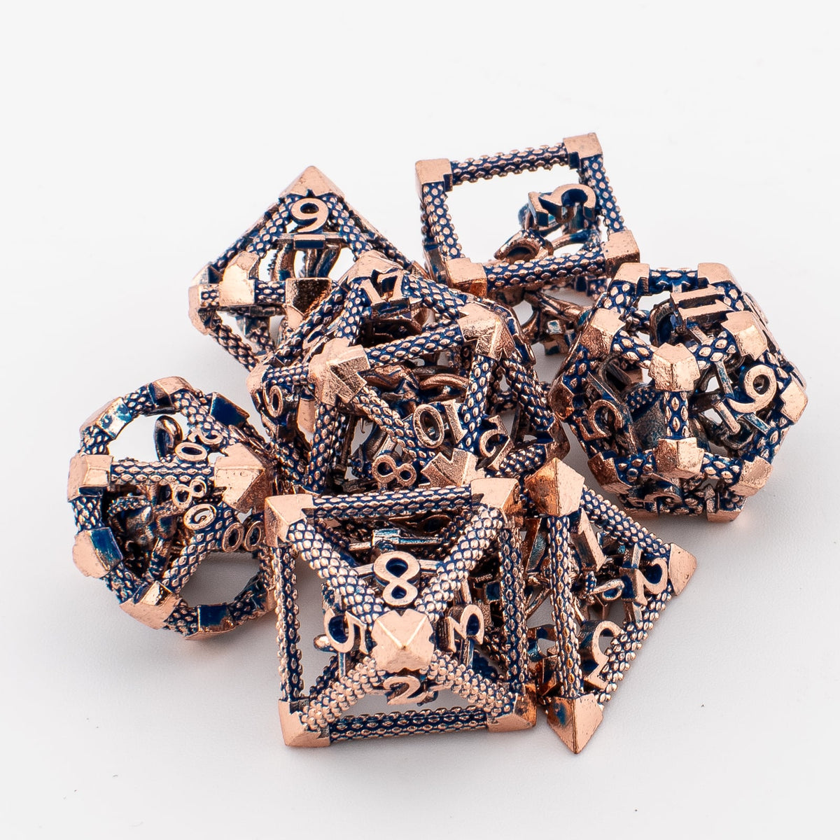 Deep One's Cage | Hollow Metal D&D Dice Set | 7 Piece