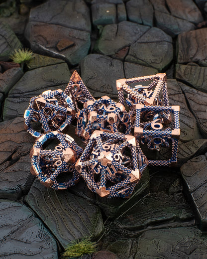 Deep One's Cage | Hollow Metal D&D Dice Set | 7 Piece