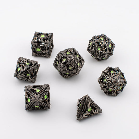 Venom Dragon Eye | Hollow Metal D&D Dice Set | 7 Piece