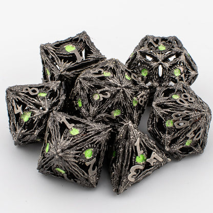 Venom Dragon Eye | Hollow Metal D&D Dice Set | 7 Piece