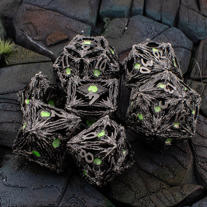 Venom Dragon Eye | Hollow Metal D&D Dice Set | 7 Piece