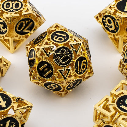 Golden Arrow | Hollow Metal D&D Dice Set | 7 Piece