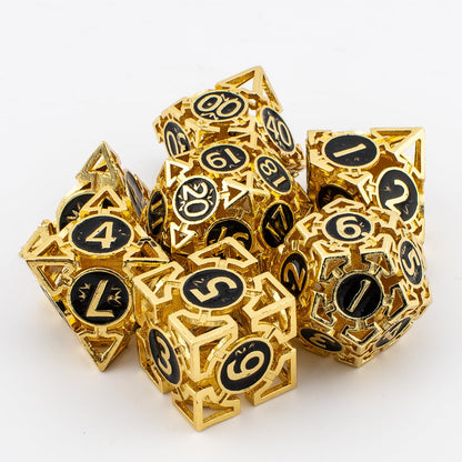 Golden Arrow | Hollow Metal D&D Dice Set | 7 Piece