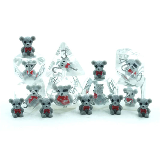 Teddy Bear | Resin Inclusion Dice | 7 Piece Set