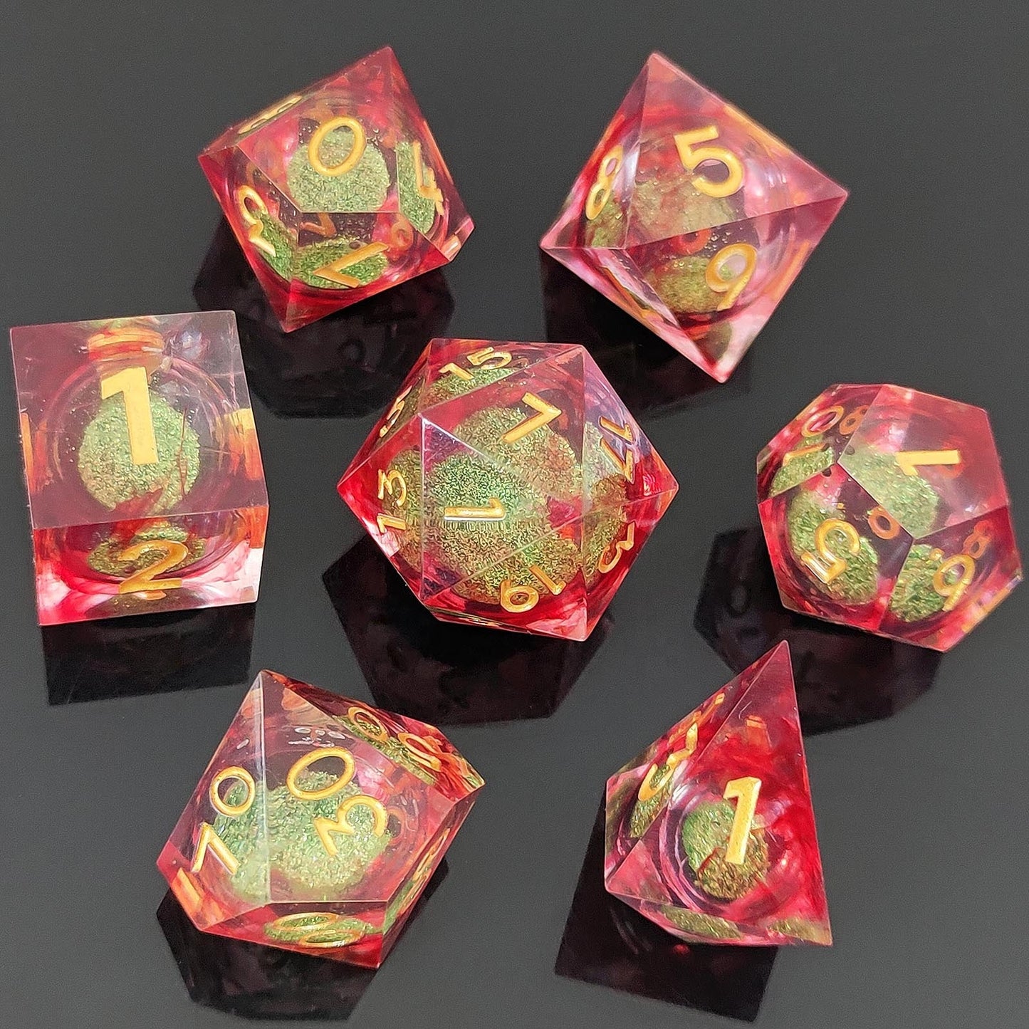 Verdant Inferno | Liquid Core | 7 Piece Dice Set