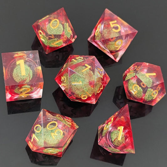 Verdant Inferno | Liquid Core | 7 Piece Dice Set