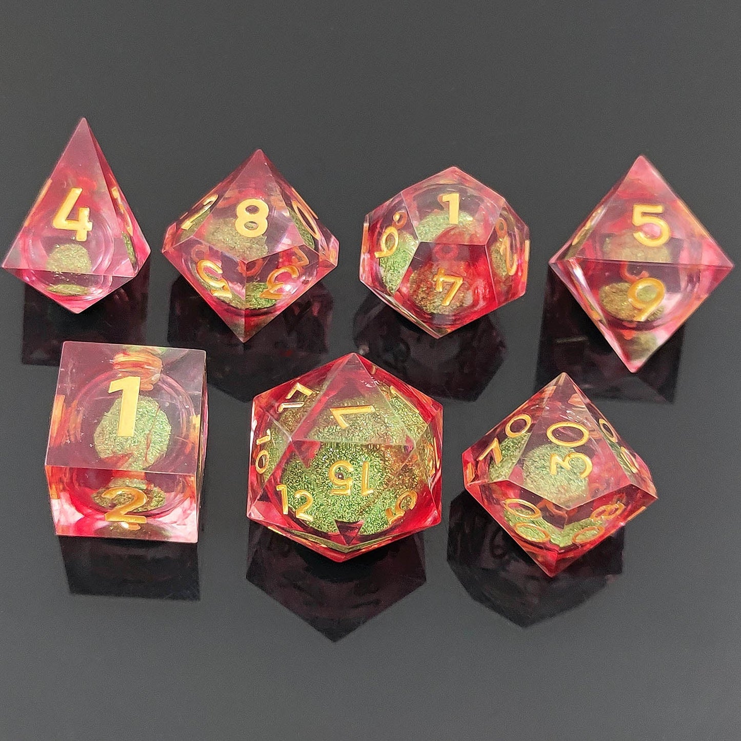Verdant Inferno | Liquid Core | 7 Piece Dice Set
