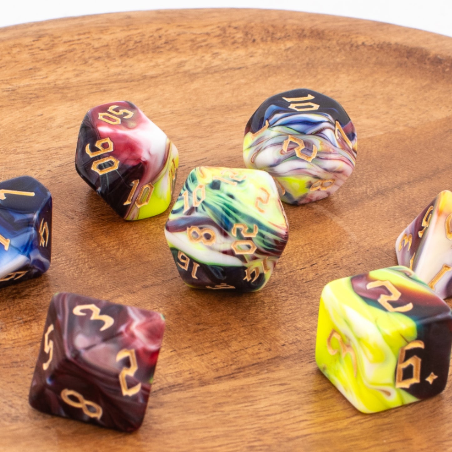 Fungal Spore Bloom | Soft Edge Dice | Acrylic | 7 Piece Set