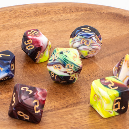 Fungal Spore Bloom | Soft Edge Dice | Acrylic | 7 Piece Set