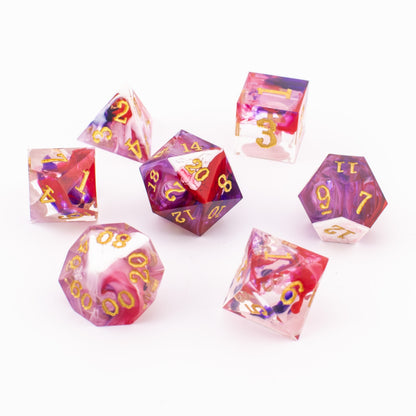 Jester's Gambit | Sharp Edge Resin Dice | 7 Piece Set