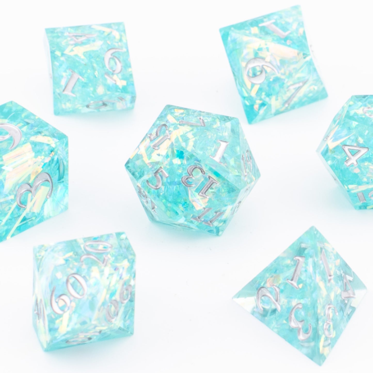 Azure Starlight | Sharp Edge Dice | Resin | 7 Piece Set
