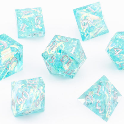 Azure Starlight | Sharp Edge Dice | Resin | 7 Piece Set