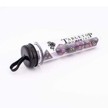 Twilight Shroud | Soft Edge Acrylic Dice | Purple & Black | 7 Piece Set