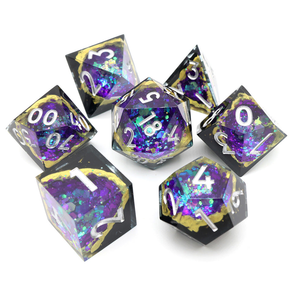 Royal Nebula | Geode Dice | 7 Piece Set