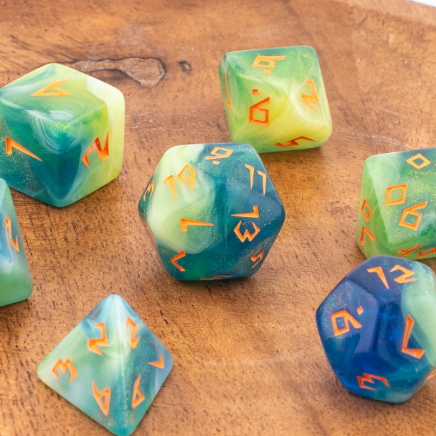 Sunken Lagoon | Soft Edge Acrylic Dice | 7 Piece Set