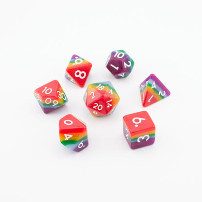 Rainbow Pride | Soft Edge Dice | Acrylic | 7 Piece Set
