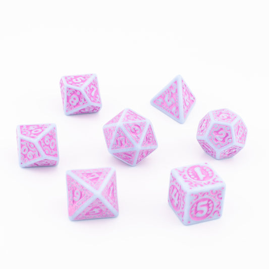 Royal Blossom | Soft Edge Acrylic Dice | 7 Piece Set