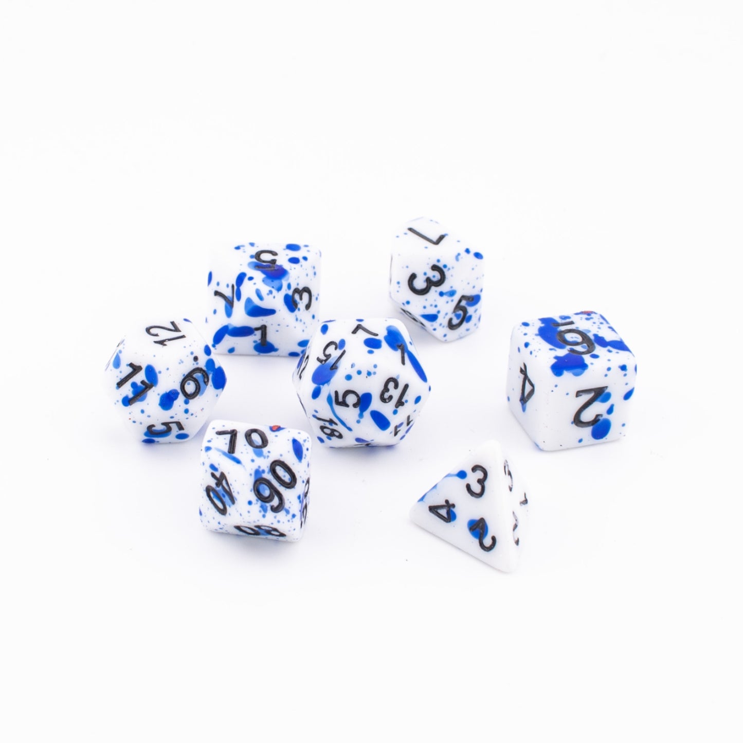 Azure Splatter | Acrylic Dice Set | Soft Edge | 7 Piece