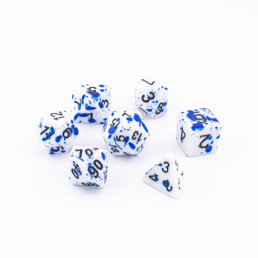 Azure Splatter | Acrylic Dice Set | Soft Edge | 7 Piece