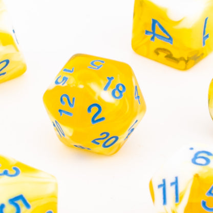 Celestial Dawn | Soft Edge Acrylic Dice | 7 Piece Set