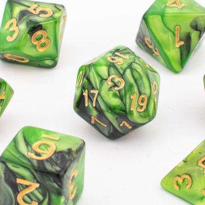 Forest Marble | Soft Edge Dice | Acrylic | 7 Piece Set