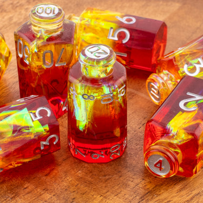 Bottled Sunshine | Resin Potion Bottle Dice Set | 7 Piece Set