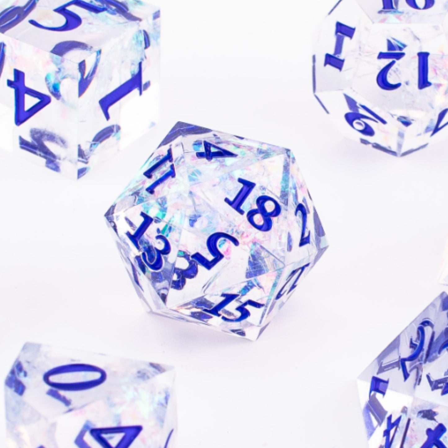 Crystal Current | Sharp Edge Dice | Resin | 7 Piece Set