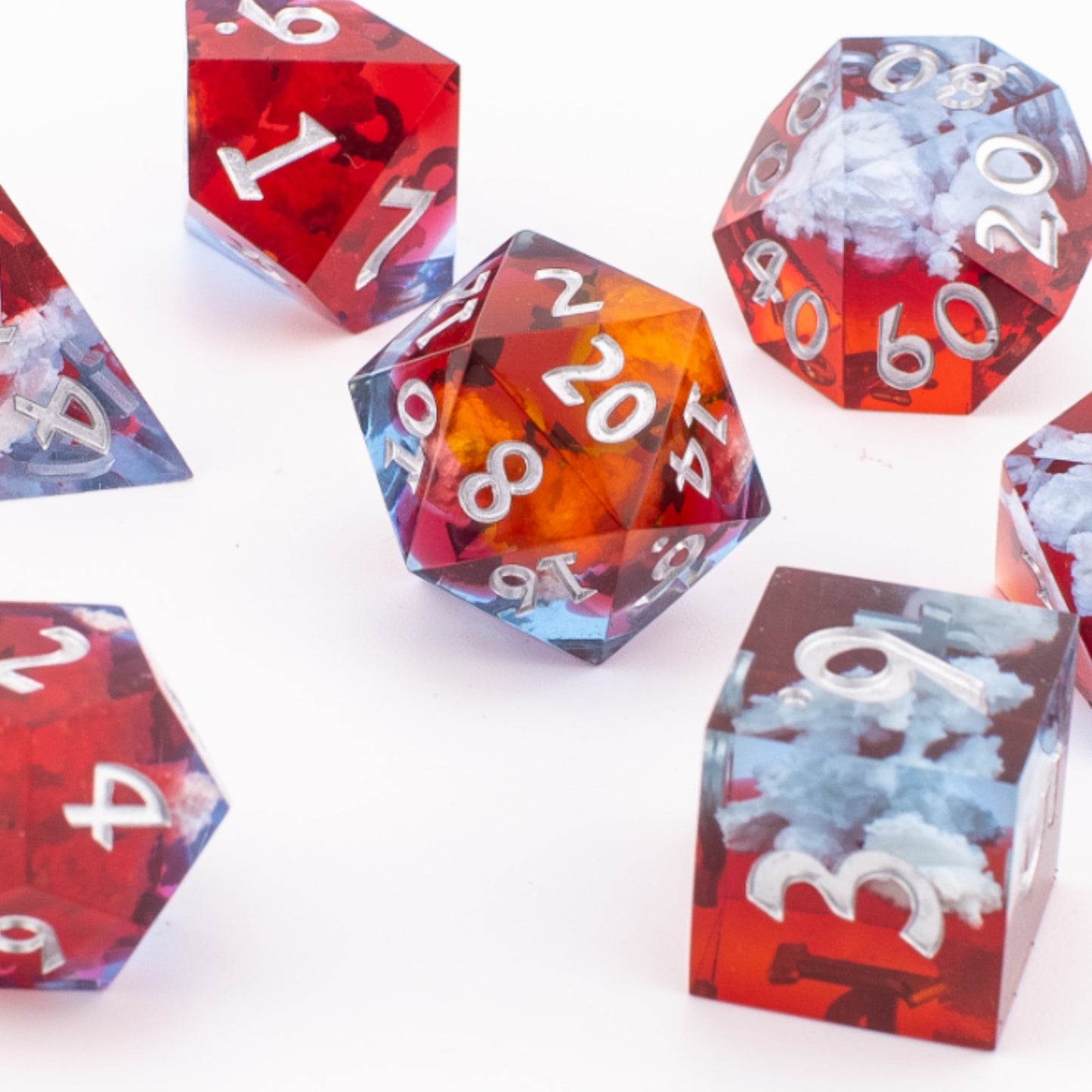 Ember Cloud | Sharp Edge Dice | Resin | 7 Piece Set