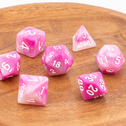 Rose Swirl | Soft Edge Dice | Acrylic | 7 Piece Set