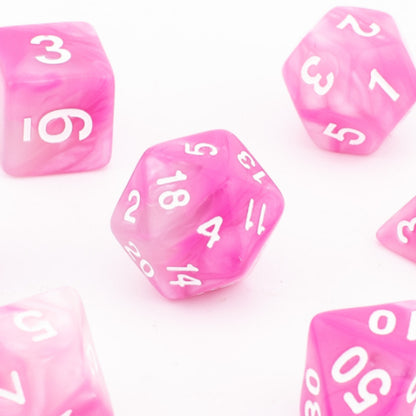 Rose Swirl | Soft Edge Dice | Acrylic | 7 Piece Set