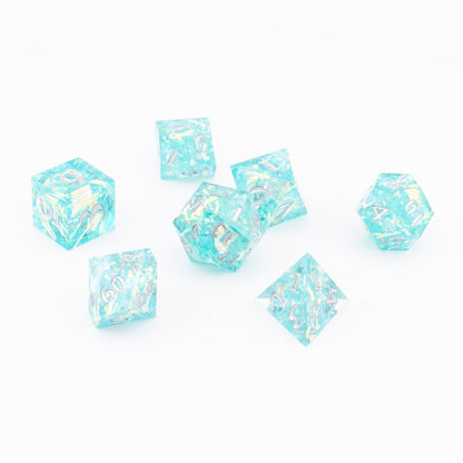 Azure Starlight | Sharp Edge Dice | Resin | 7 Piece Set
