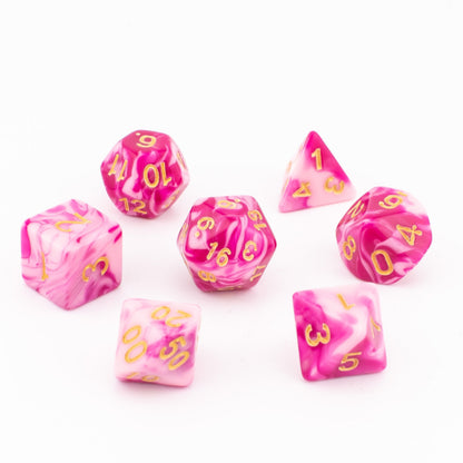 Gilded Rose Mist | Soft Edge Dice | Acrylic | 7 Piece Set