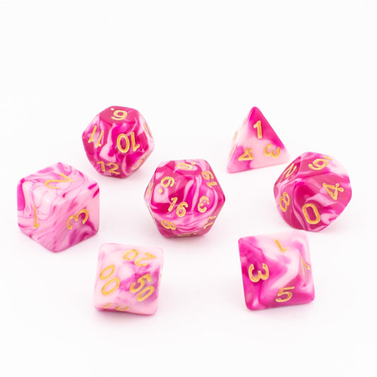 Gilded Rose Mist | Soft Edge Dice | Acrylic | 7 Piece Set