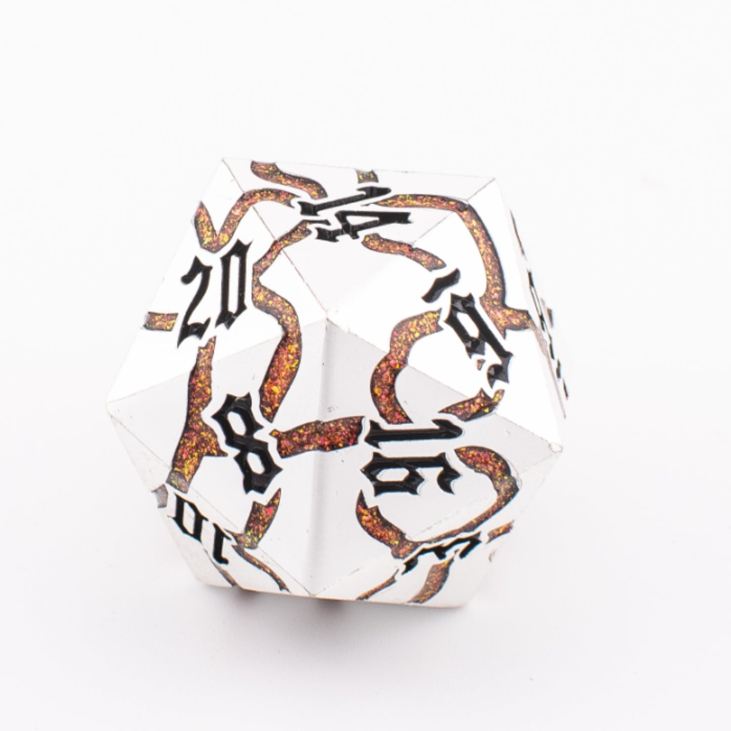 Ancient Ruin | Oversized 33mm D20 | Silver Metal | Single D20